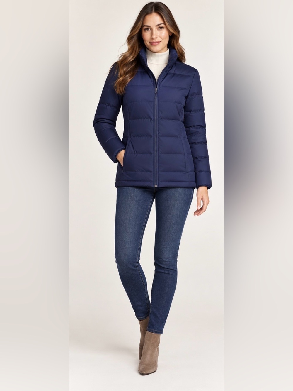 LANDSEND Women’s Tall Down Warm Winter Puffer Jacket 600 Fill 11 to 35 Degree